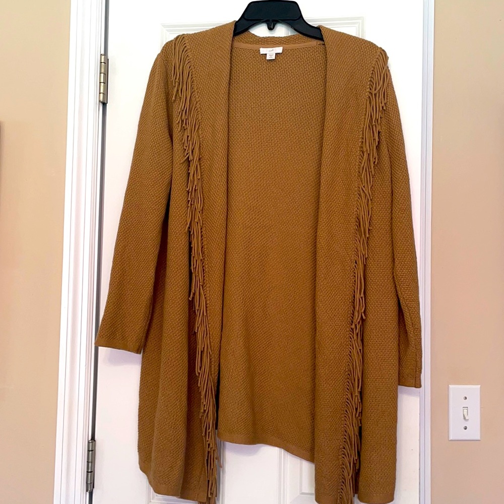 COPY - J Jill Gently worn, fringe,open long cardig size PS